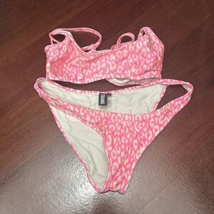 Triangl pink cheetah bikini small top and bottom